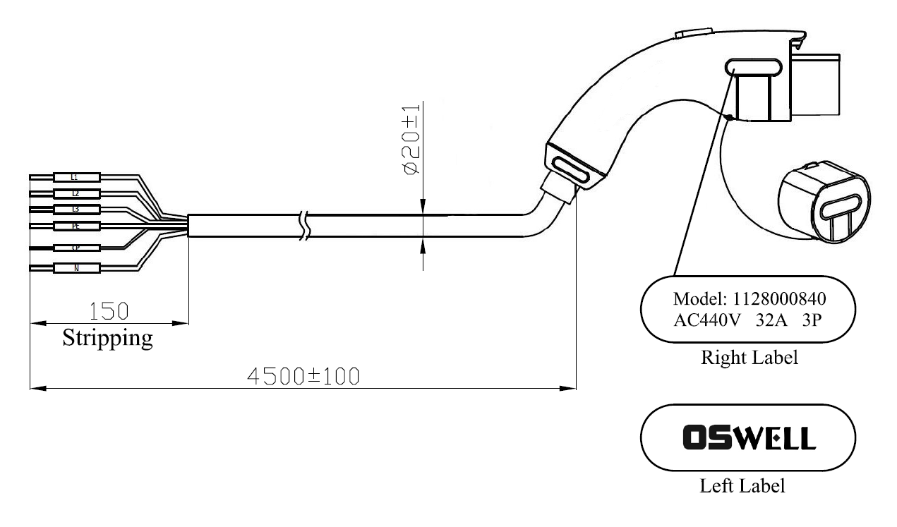 Conector de carga de CA GB/T 20234.2 1128000840