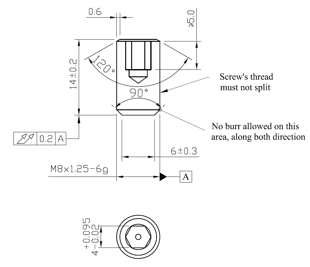 Tornillo hexagonal M8×14 1081111055 para conjunto de conexión de contador eléctr