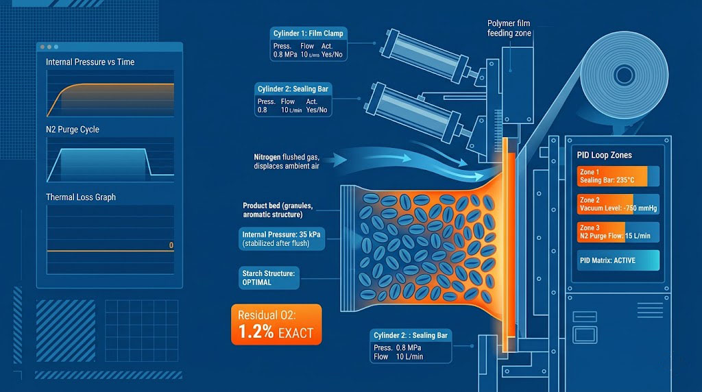 vacuum packing machine with nitrogen flushing