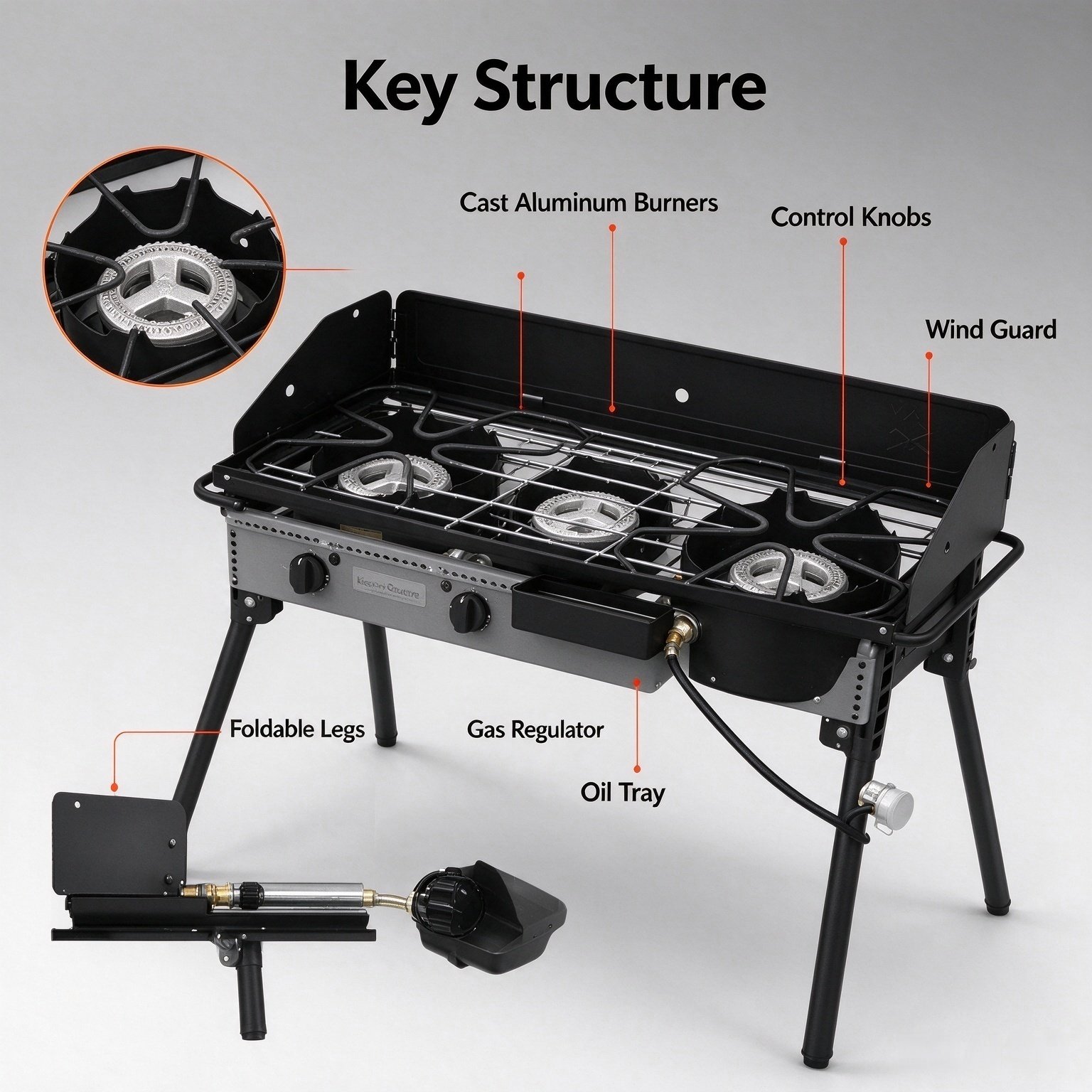 3 burner gas stove