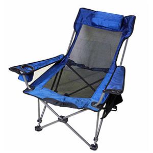 Outdoor folding chair with cup holder and pillow