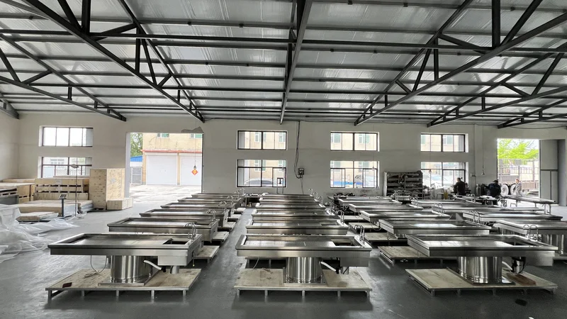 Roundfin factory - autopsy table production line with stainless steel welding