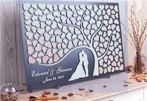 3D wooden Guest Book Personalized Unique Wedding Tree Guest Book Wood Rustic