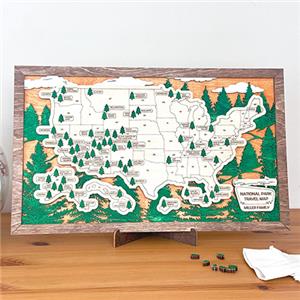 wooden travel map
