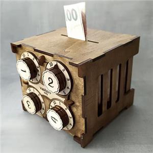 wooden piggy bank