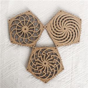 wooden rotating pentagram coaster