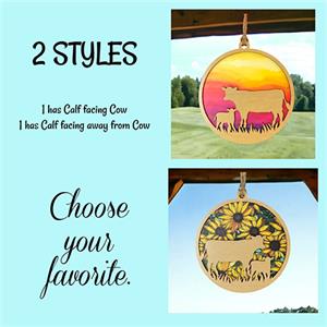 wooden cow sun catcher