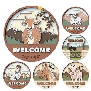 cute animal farm wooden welcome sign