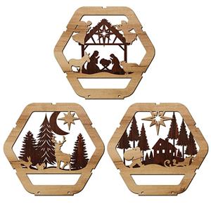 wooden nativity night light