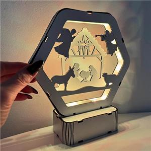 nativity wooden night light