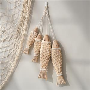 antique wood carved fish pendant