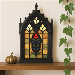 black wooden gothic wall shelf