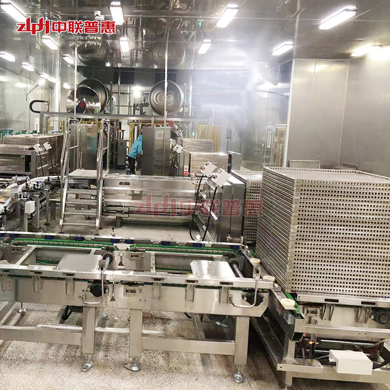 Automated sterilization line for pouch ready meal