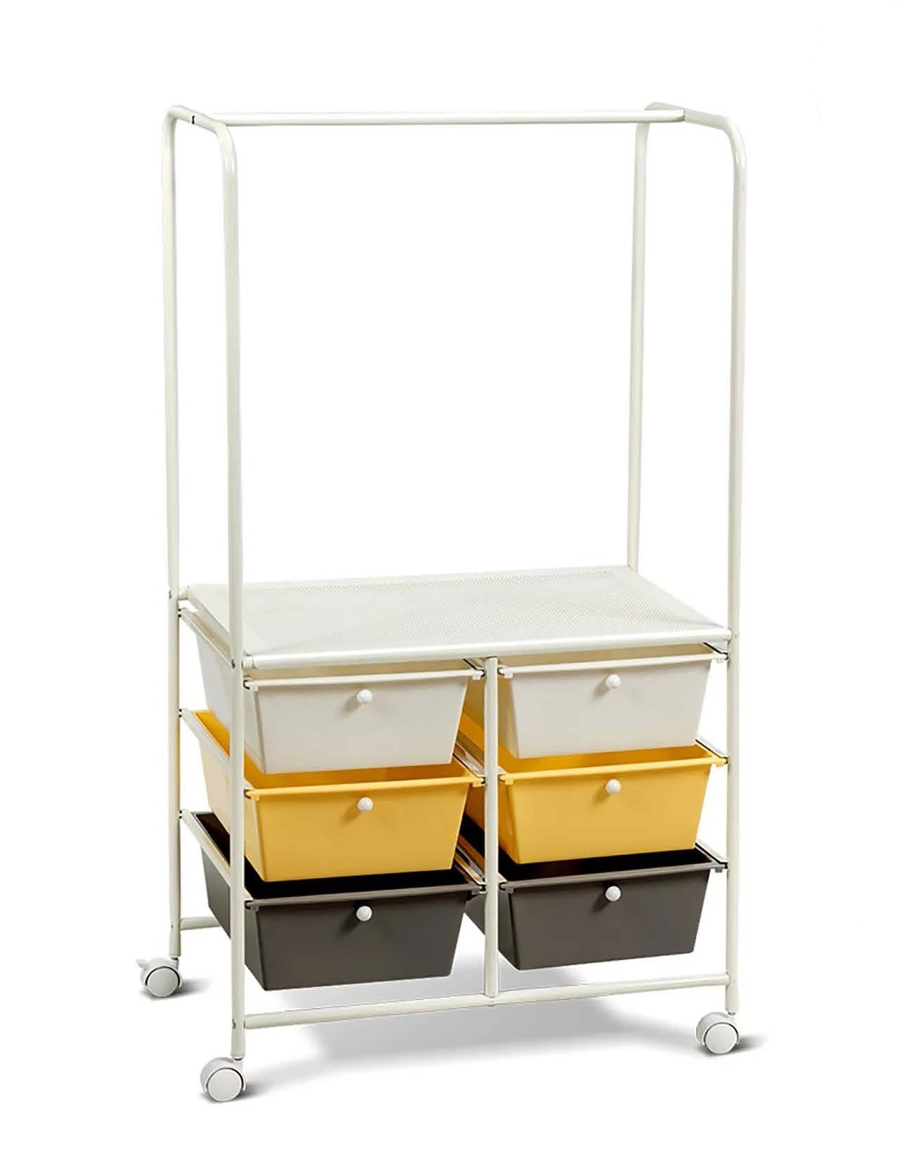 rolling storage cart with coatrack