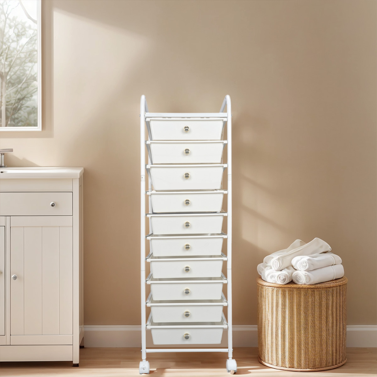 White 10 Drawer Rolling Cart factory