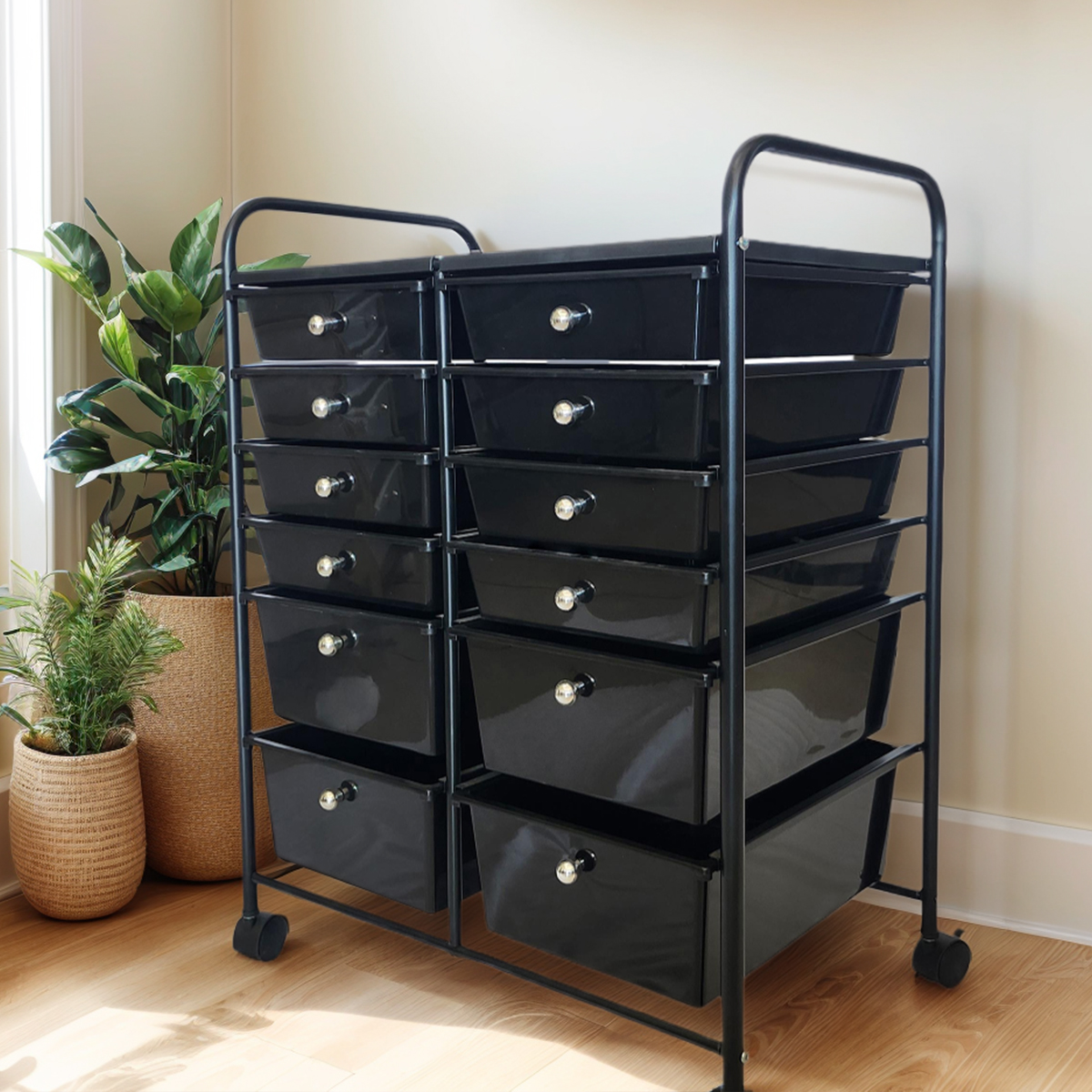 Alden Design 12 Drawer Rolling Storage Cart