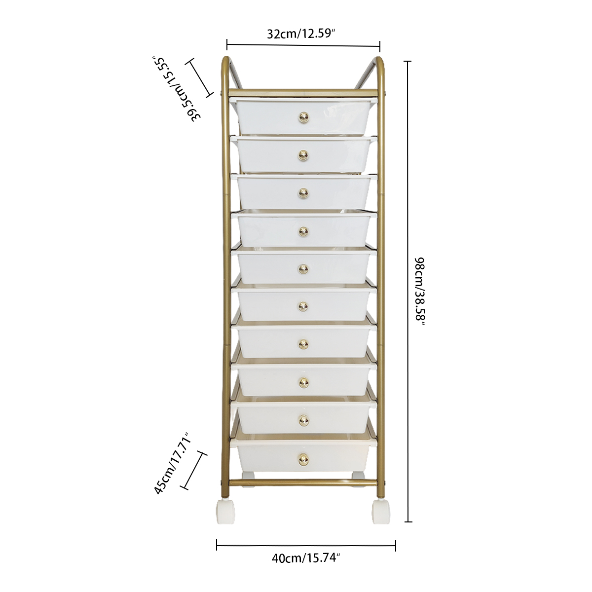 Honey Can Do 10-Drawer Metal Rolling Storage Cart