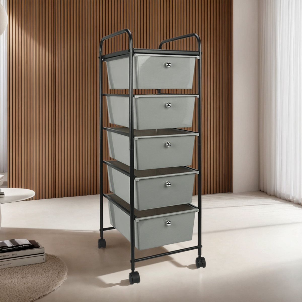 Metal Rolling Cart with Drawers