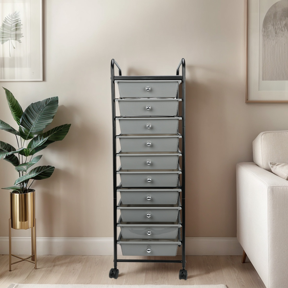 Topeakmart Plastic Trolley with 10 Drawers