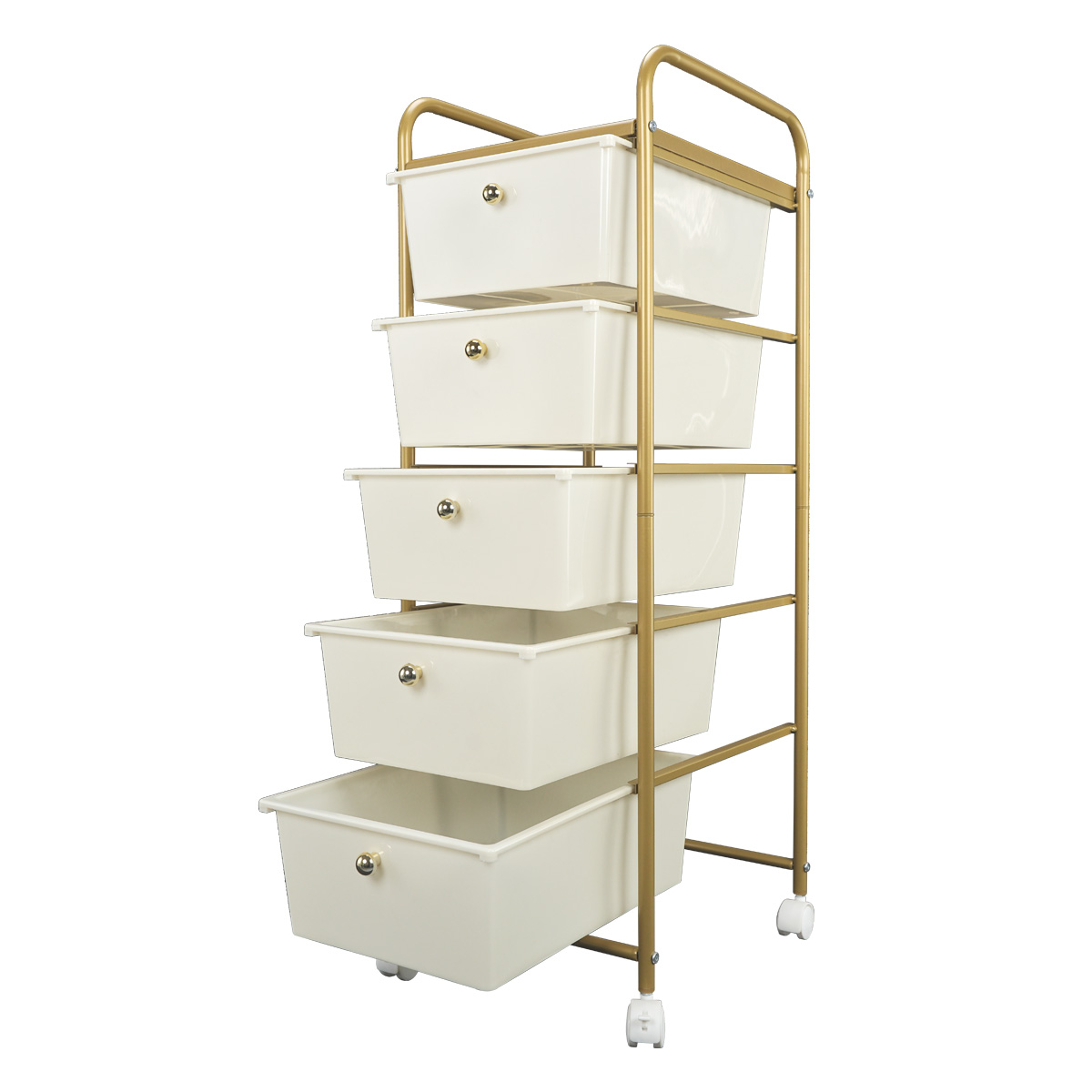 Gold Plastic Rolling Storage Cart
