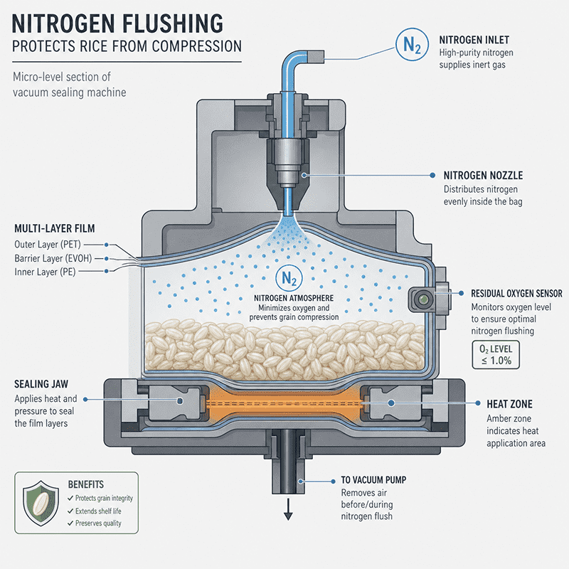 vacuum sealing machine with nitrogen flushing
