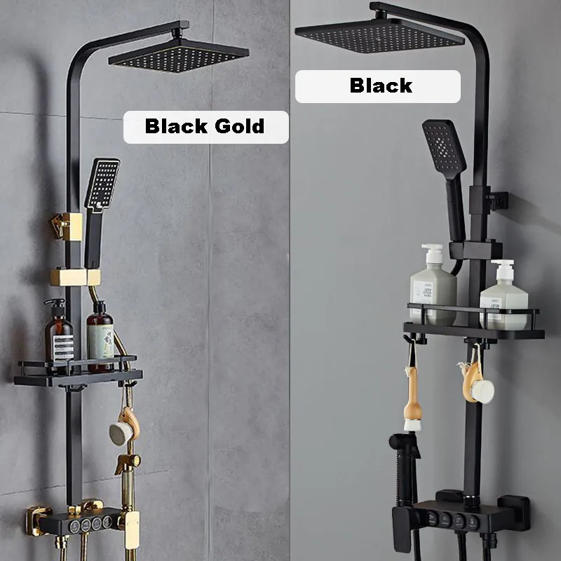black and gold shower set