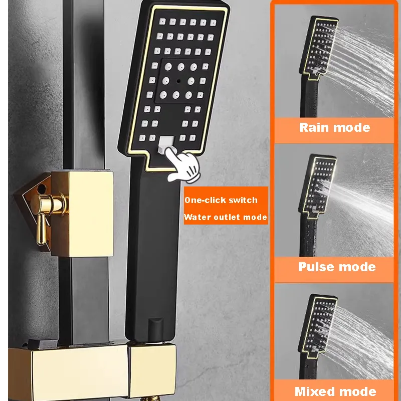 black and gold shower fixtures