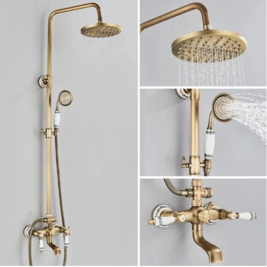 antique brass shower set