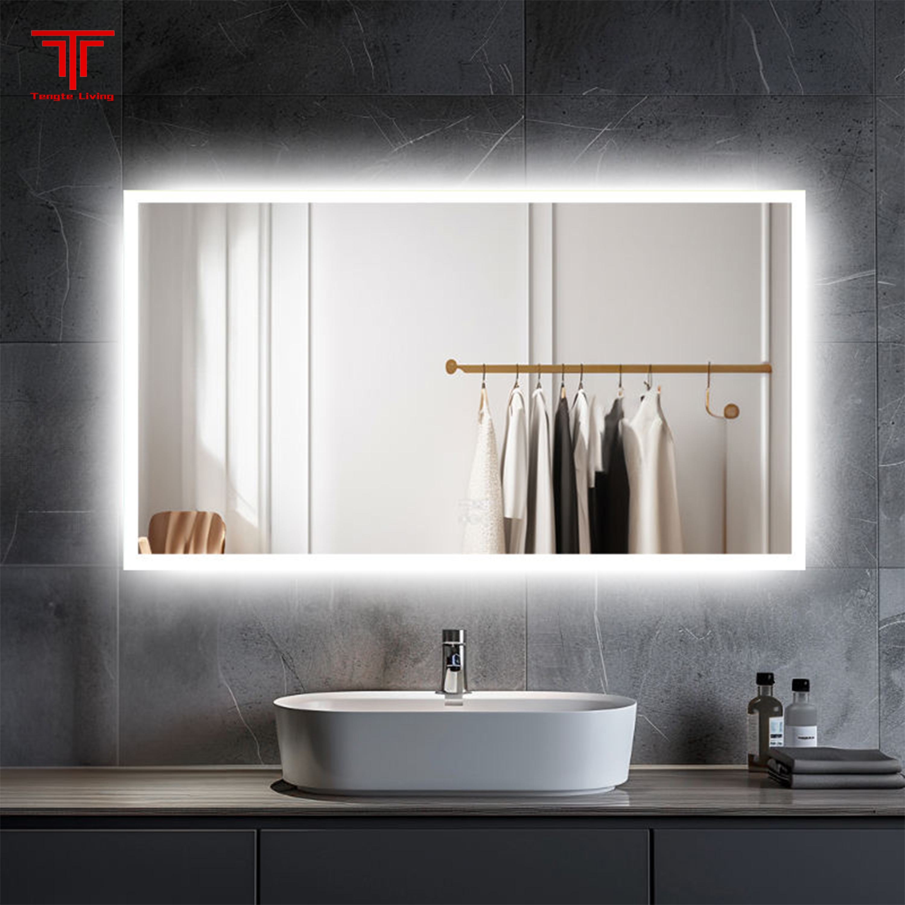 Custom Lighted Standing Bathroom Mirror