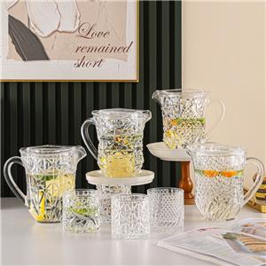 Crystal-style PMMA pitcher and cup set for household beverage service